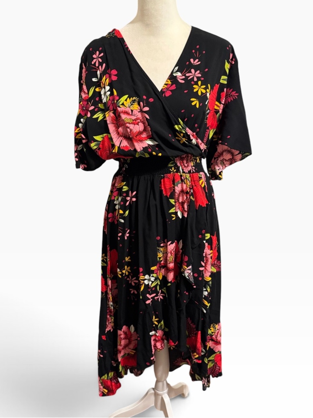 Ruffle floral high low midi dress size XL